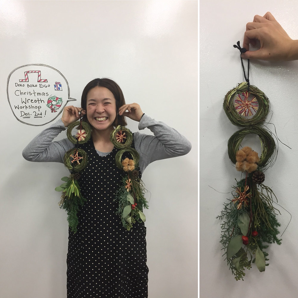 ハナのゆかこさんとクリスマスリース作り　Making a Christmas Wreath with Yukako-san